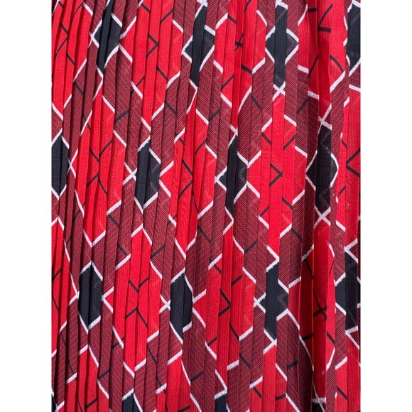 Cathy Daniels Women's Pleated Skirt Elastic Waist Lined Stretch Plaid Size M Red - Picture 2 of 11